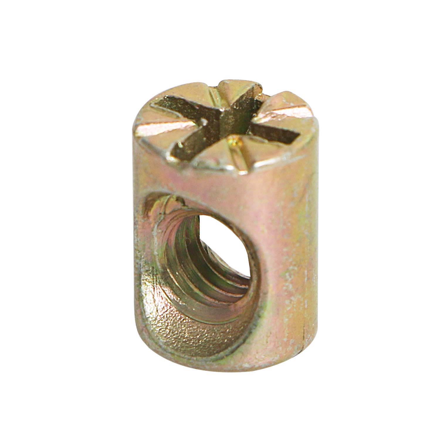 Aopin Tuercas de barril cruzadas, tuercas ranuradas para muebles, camas, sillas de cuna, M6 x 0.512 in, 30 unidades
