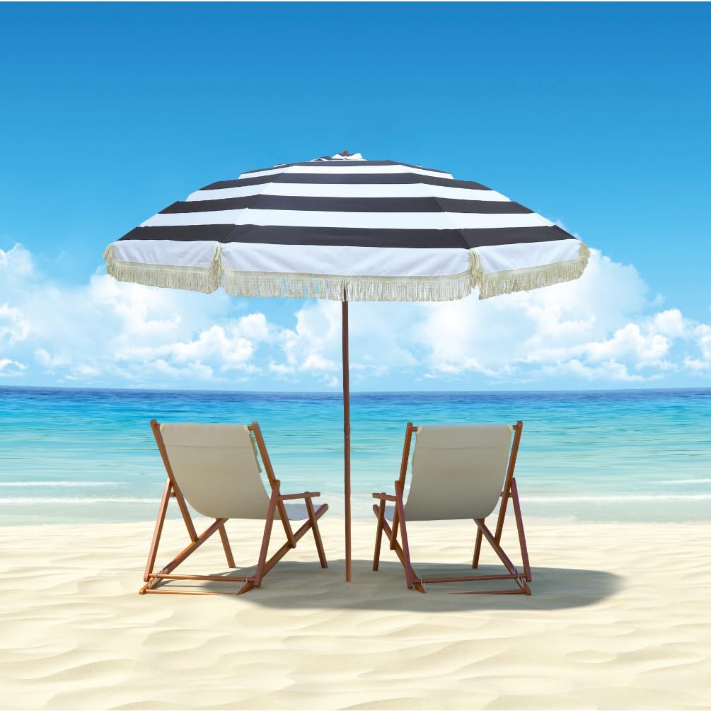 Hula – Sombrilla Tiki de paja tropical, palapa, rafia, tiki hut, sombrilla hawaiana para patio con flecos, sombrilla bohemia de 6 pies 8 pies y 9