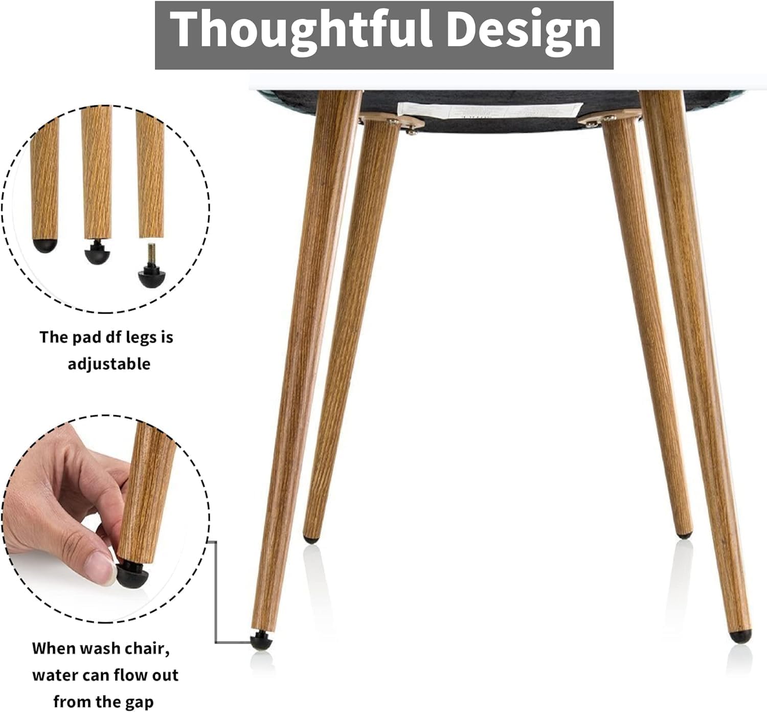 Juego de 6 sillas de comedor, sillas de cocina, asiento y respaldo de terciopelo suave vintage con patas de metal estilo madera, sillones