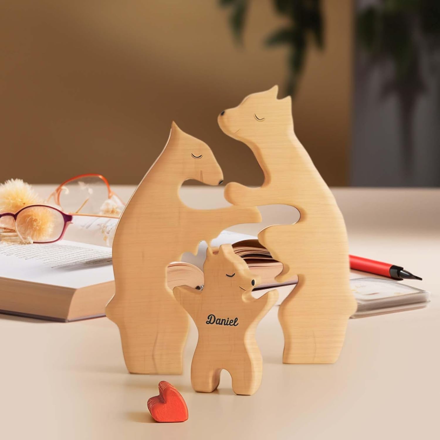 Rompecabezas de madera personalizado para la familia, regalos con nombre, rompecabezas de madera personalizable con 1-8 nombres, pieza decorativa