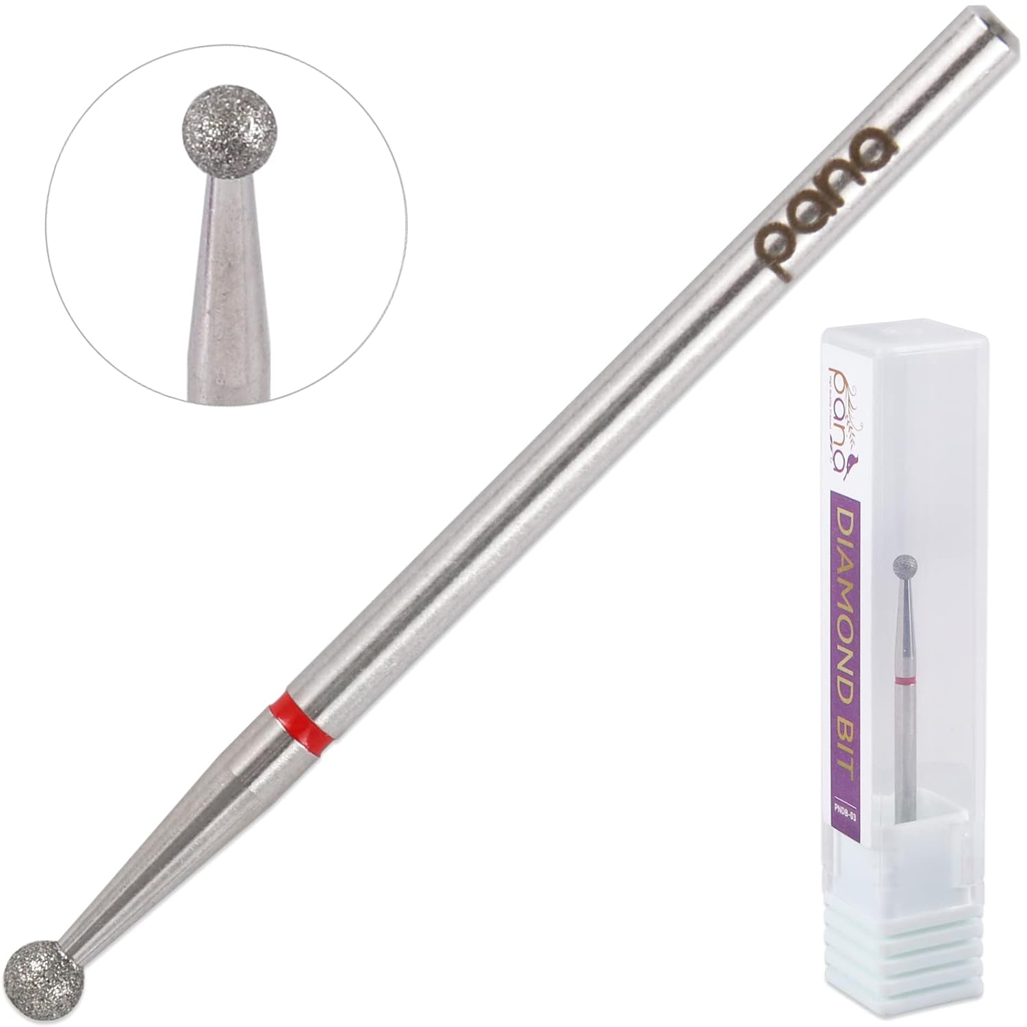 PANA Broca de diamante para uñas de 332 pulgadas (grano fino)  Brocas profesionales para uñas de gel acrílico, manicura seca y pedicura forma de