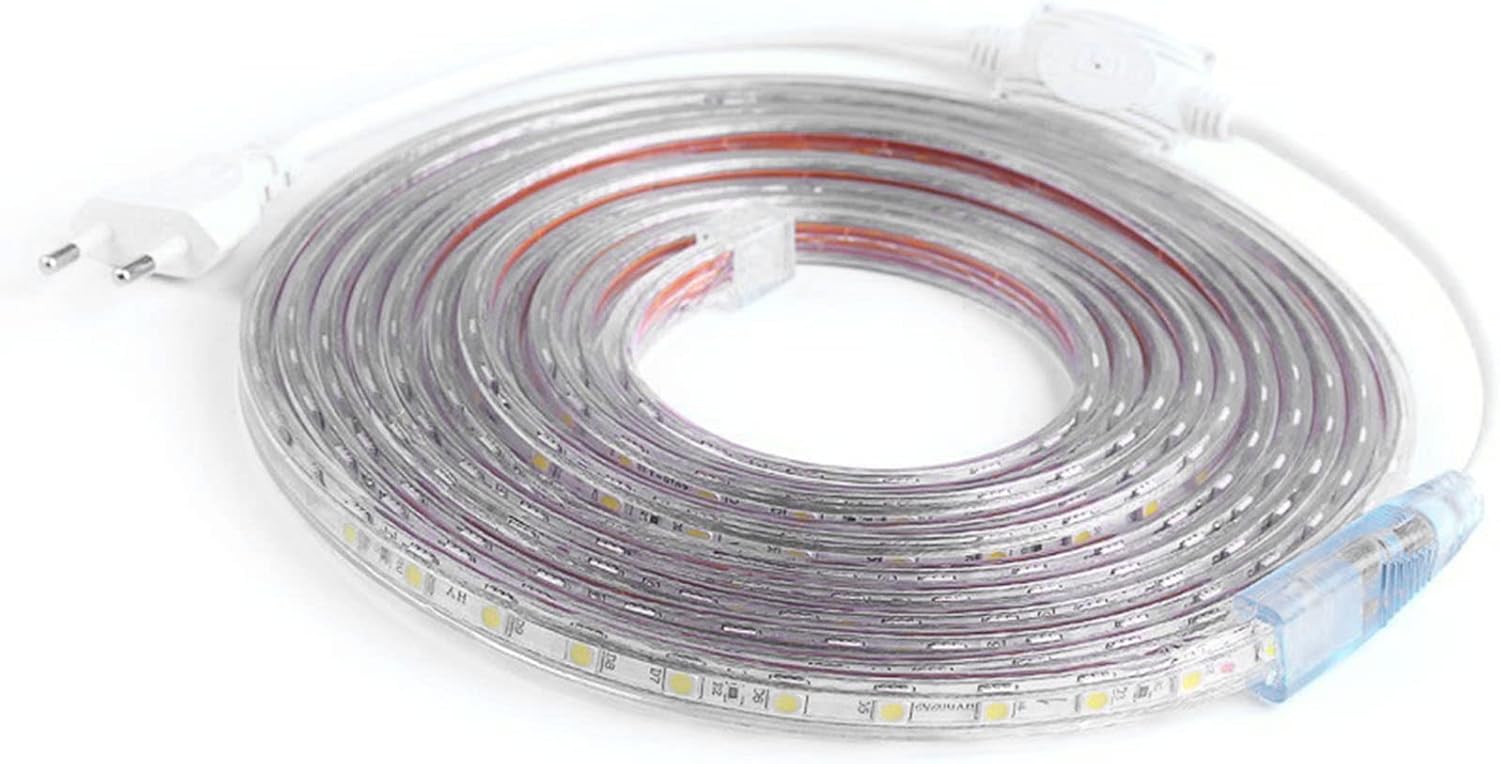 Rosvola Tira de luces LED, enchufe UE 220 V 16.4 pies, tira de luz LED regulable, tira de luz ambiental flexible para sala de estar, espejo Vantiy,