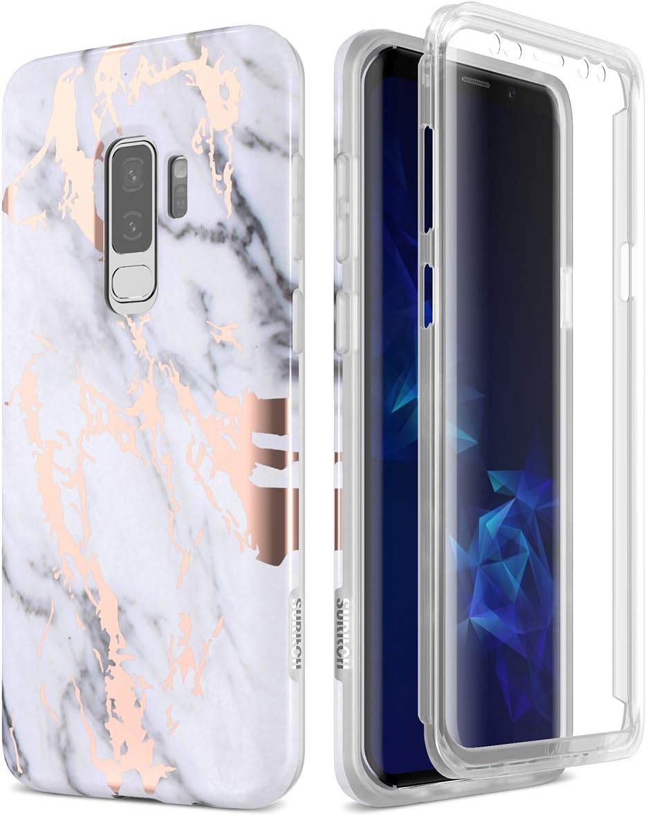 SURITCH – Funda para Galaxy S9 Plus de 6.2 pulgadas, (protector de pantalla integrado), protección de cuerpo completo a prueba de golpes,