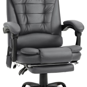 Vinsetto Silla de oficina de masaje vibratorio de 7 puntos, reclinable ejecutivo de respaldo alto con soporte lumbar, reposapiés, respaldo Vinsetto Silla de oficina de masaje vibratorio de 7 puntos, reclinable ejecutivo de respaldo alto con soporte lumbar, reposapiés, respaldo