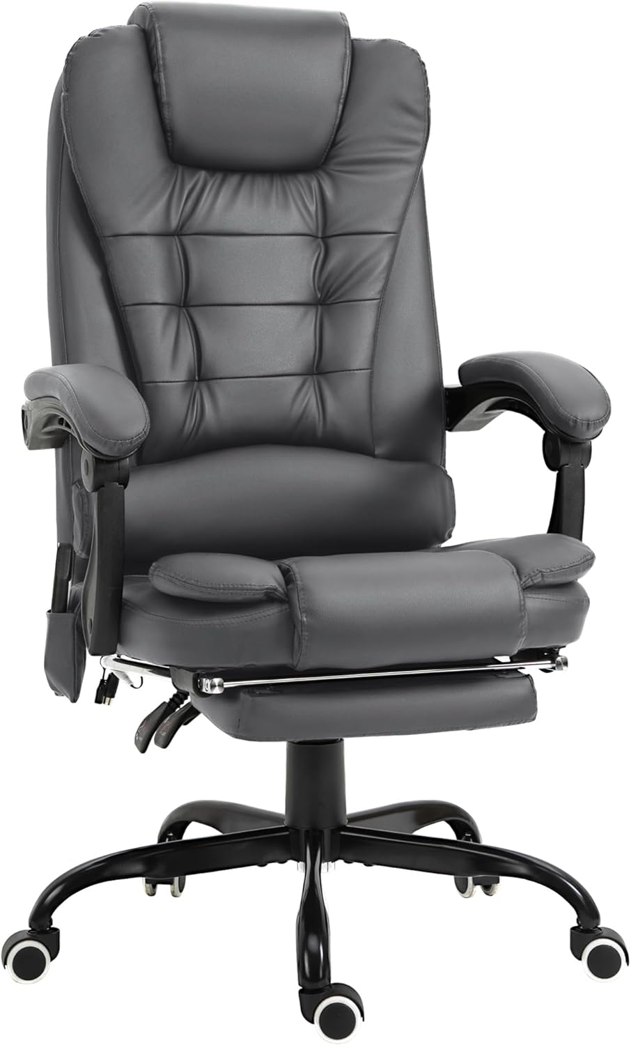 Vinsetto Silla de oficina de masaje vibratorio de 7 puntos, reclinable ejecutivo de respaldo alto con soporte lumbar, reposapiés, respaldo