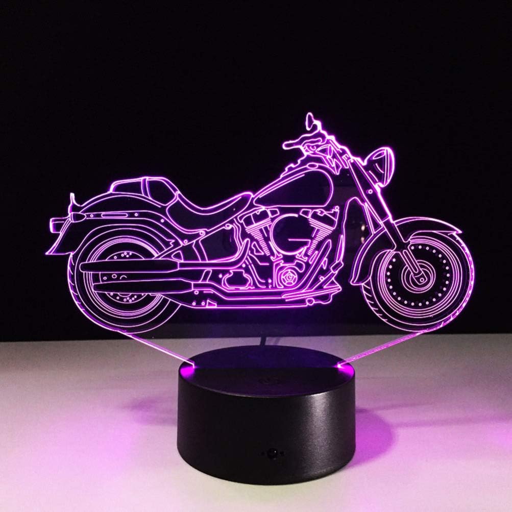 Mobestech 3D motocicleta luz nocturna 3D ilusión lámpara LED motocicleta lámparas de mesa 7 colores luz táctil dormitorio decoraciones centros de