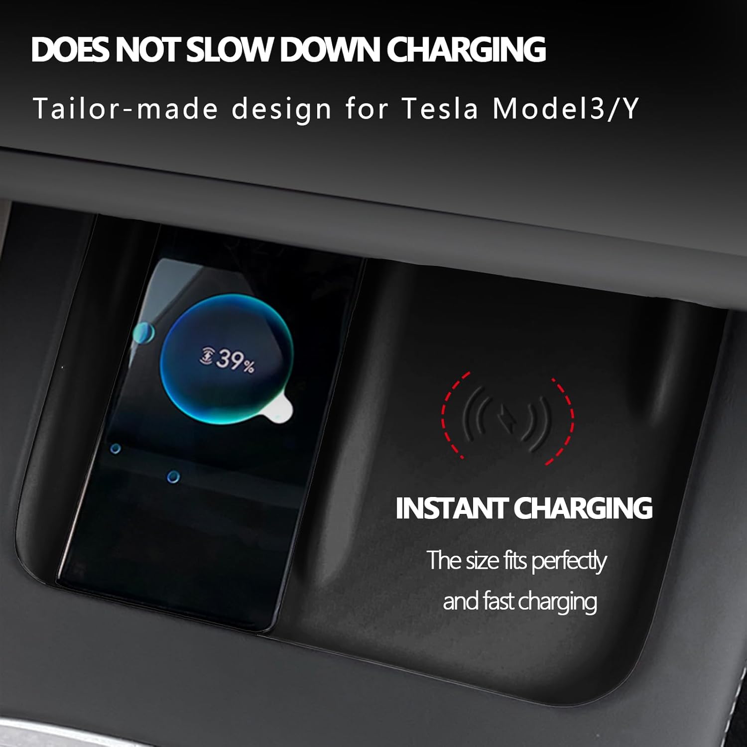 Alfombrilla de carga inalámbrica para consola central Tesla, modelo 3 modelo Y, accesorios de consola central, funda de cargador inalámbrico de