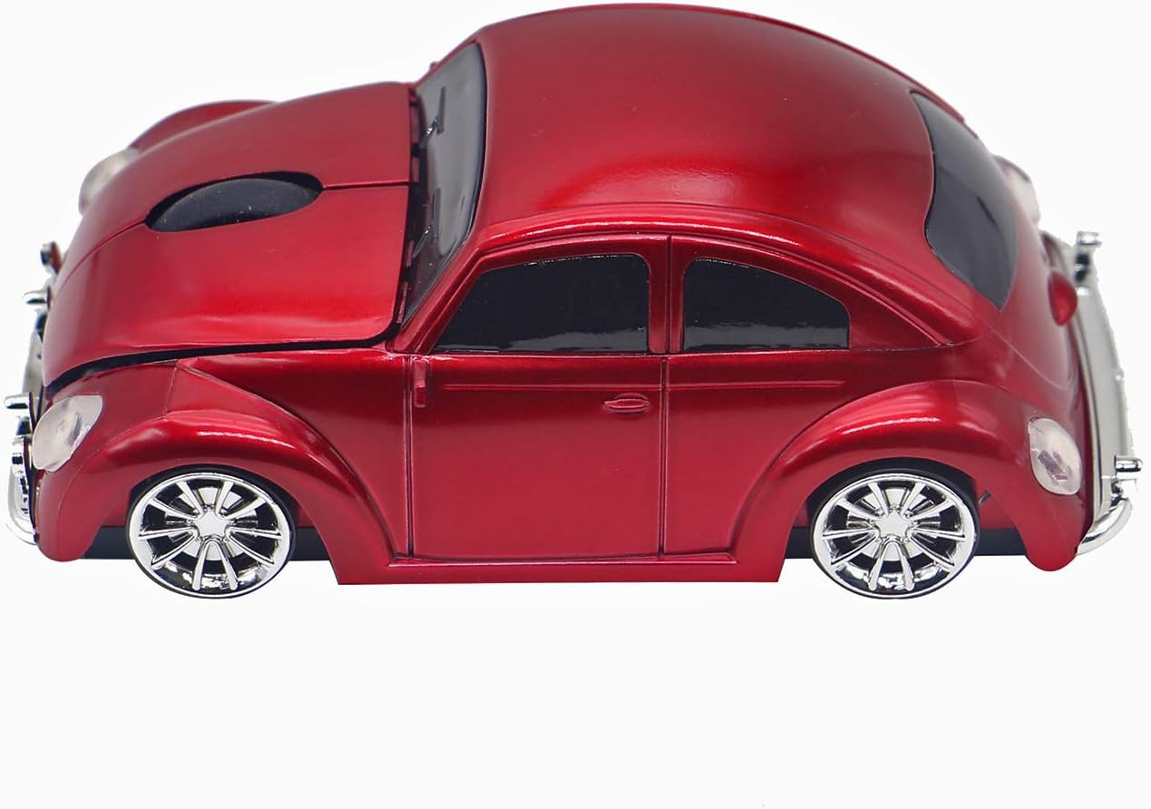 Aikchi Ratón inalámbrico para coche deportivo, ratón óptico 3D para computadora portátil de escritorio, ratones de computadora para JKC (rojo)