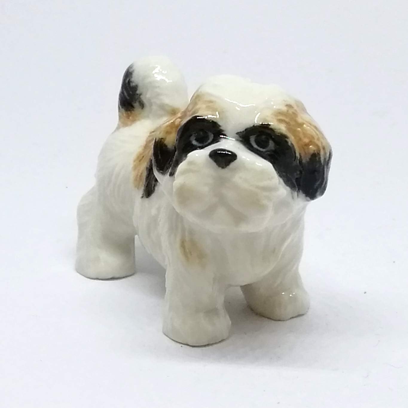 ZOOCRAFT Pequeña figura de cerámica para perro Shih Tzu, pintada a mano, decoración coleccionable de regalo de porcelana