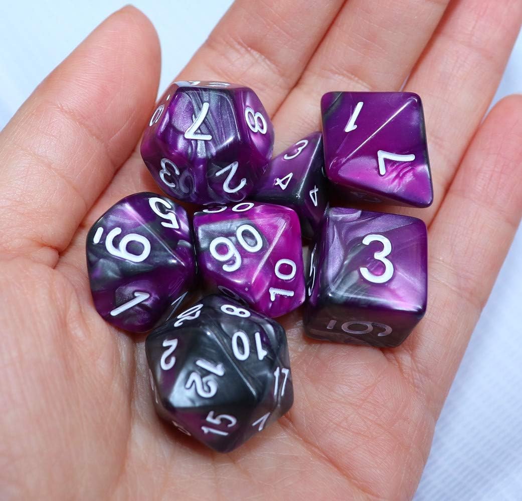 DND – Juego de dados poliédricos RPG para Dungeon and Dragons MTG, juego de dados (morado y plateado)