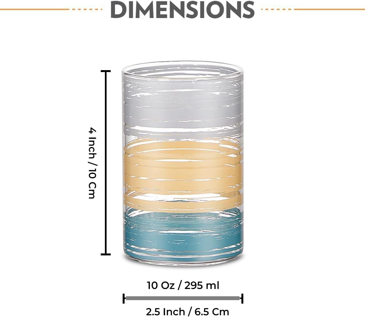 Borosil Vasos para beber, 10 onzas, juego de 6, sin BPA, vasos de agua para 6, vidrio de borosilicato transparente, ligero y duradero, resistente al