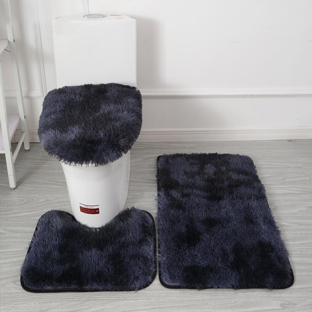 XZJMY Juego de 3 alfombras de baño, tapetes de baño, tapetes antideslizantes y absorbentes, tapete de suelo, alfombra de contorno en forma de U y