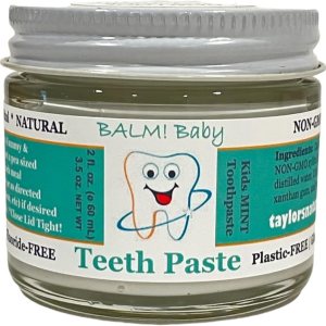 BALM! Baby Pasta dental natural sin flúor para niños con xilitol, sin SLS, vegana, sin gluten, sin BPA, cero residuos, menta, 2 onzas líquidas BALM! Baby Pasta dental natural sin flúor para niños con xilitol, sin SLS, vegana, sin gluten, sin BPA, cero residuos, menta, 2 onzas líquidas