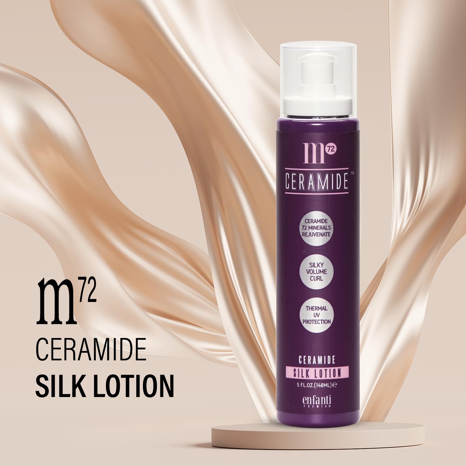 M72 Ceramide Hair Silk Lotion – 5 onzas, 72 minerales, 13 extractos de hierbas orgánicas, reparan el cabello dañado, crean un cabello suave y sedoso