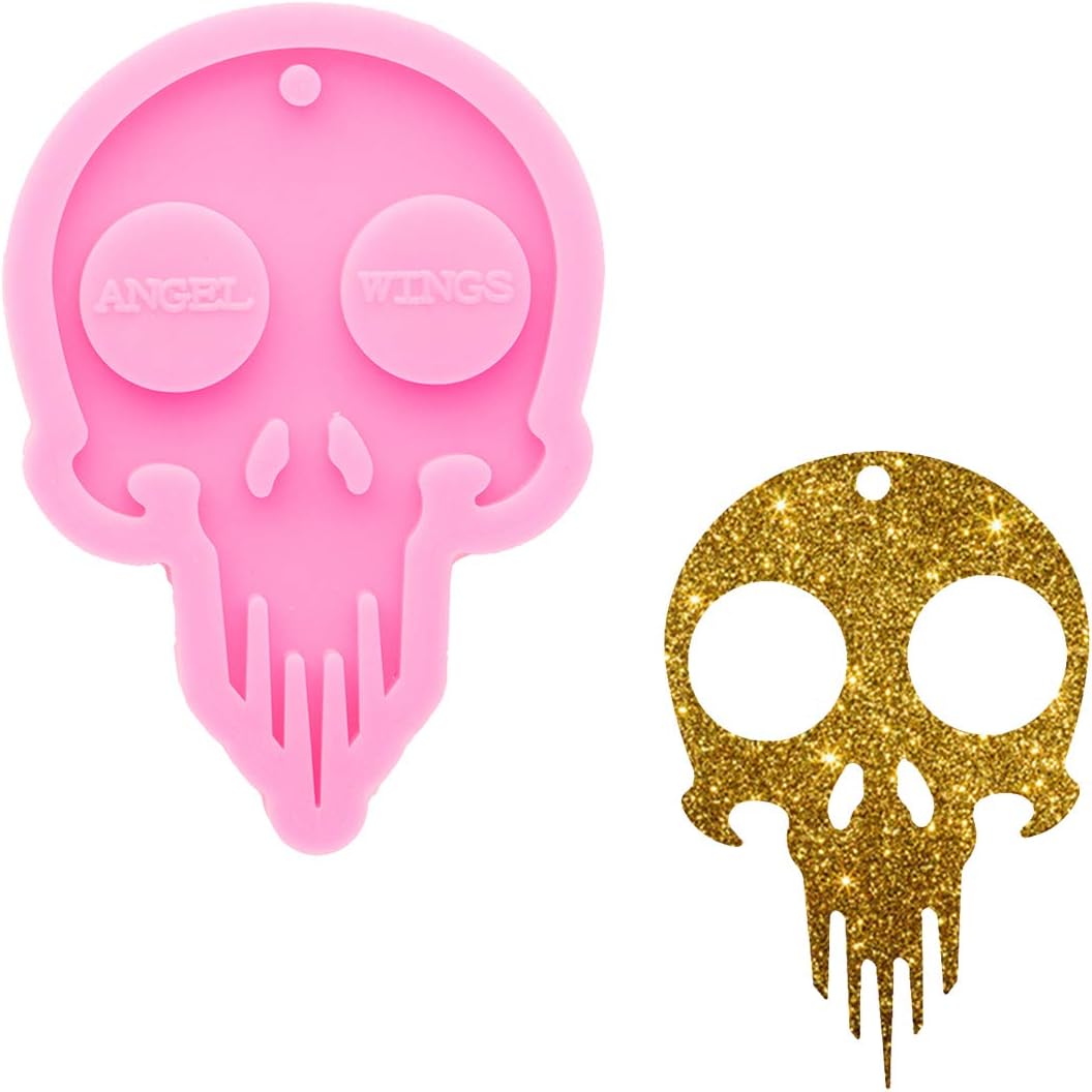 Moldes de resina con forma de calavera, súper brillantes, moldes de silicona, moldes de epoxi para manualidades, llavero, collar, joyería,