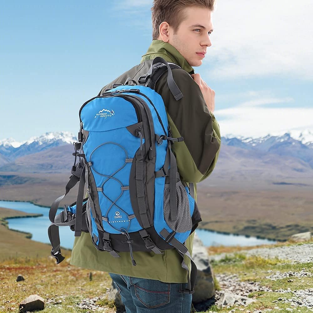 INOXTO Mochila de senderismo ligera 35L40L Mochila de senderismo con cubierta impermeable para viajes Camping al aire libre Hombres y mujeres