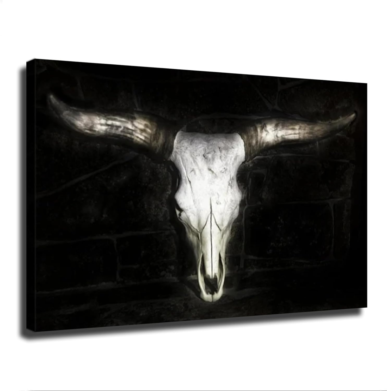 Arte de pared de calavera de toro, lienzo de calavera de animal, póster decorativo para decoración del hogar, imágenes HD para dormitorio, sala de