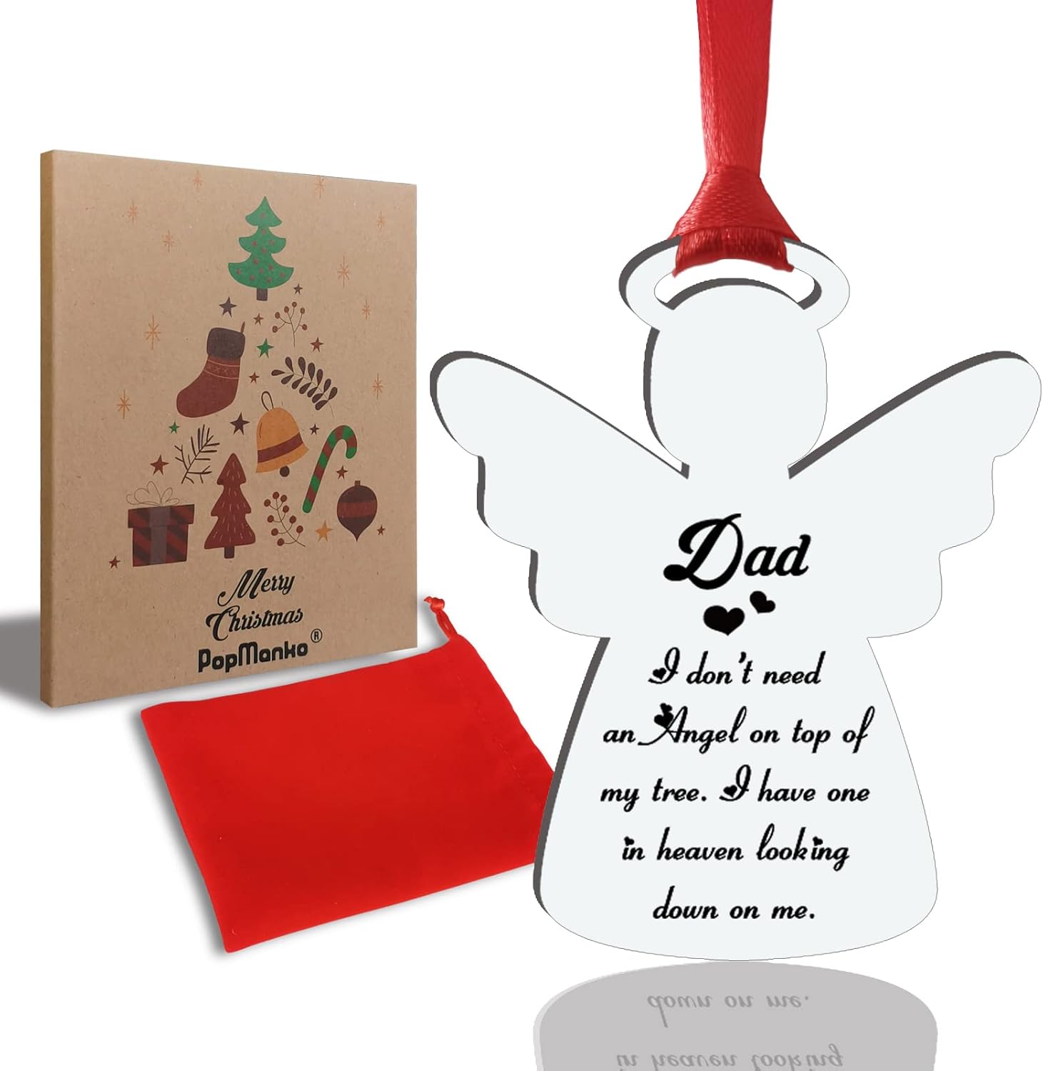 Adorno conmemorativo de ángel de Navidad, Tengo un ángel en el cielo, adorno conmemorativo para papá, adorno conmemorativo para árbol de Navidad,
