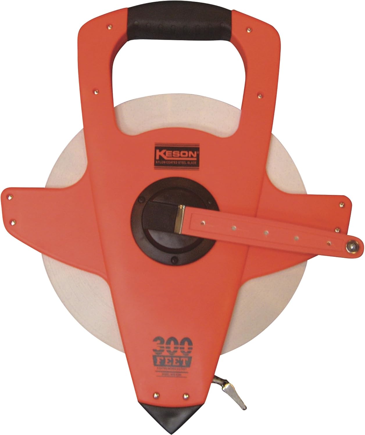 Keson NRS18300 – Cinta métrica de hoja de acero reforzada con nailon, rebobinado de velocidad (graduaciones pies, pulgadas 18), 300 pies, color