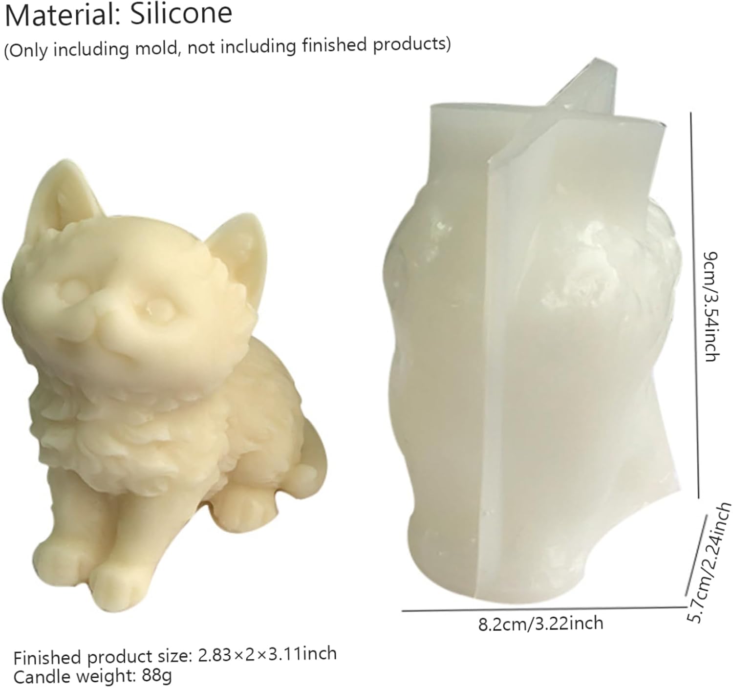 Gato Silicona Jabón Vela Molde Fondant Chocolate Candy Cake Decoración Hornear Pastelería Herramientas Resina Polímero Arcilla Molde  Moldes