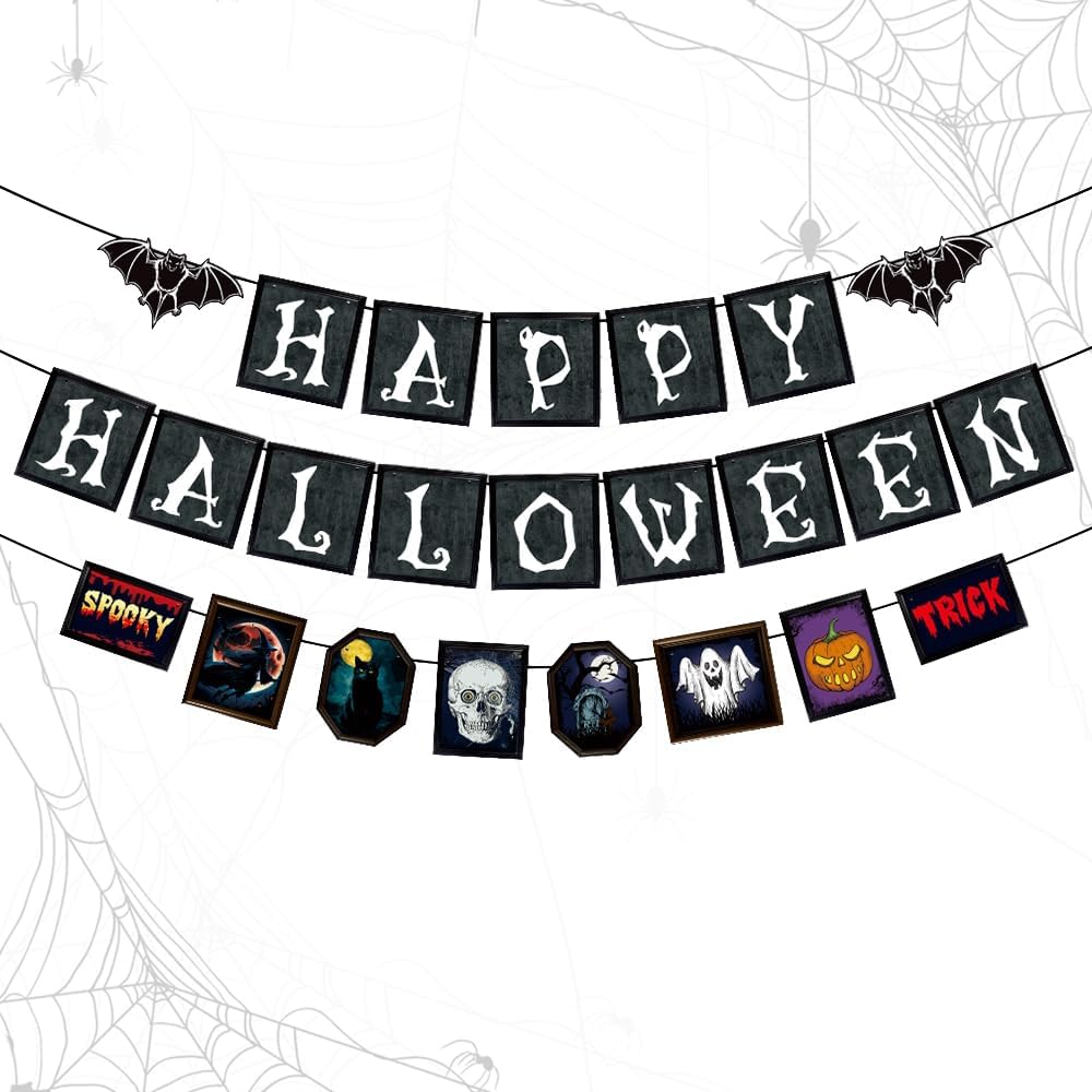 Pancartas de decoración de Halloween, pancartas de decoración de Halloween, palabras artísticas, pinturas artísticas, pancartas decorativas