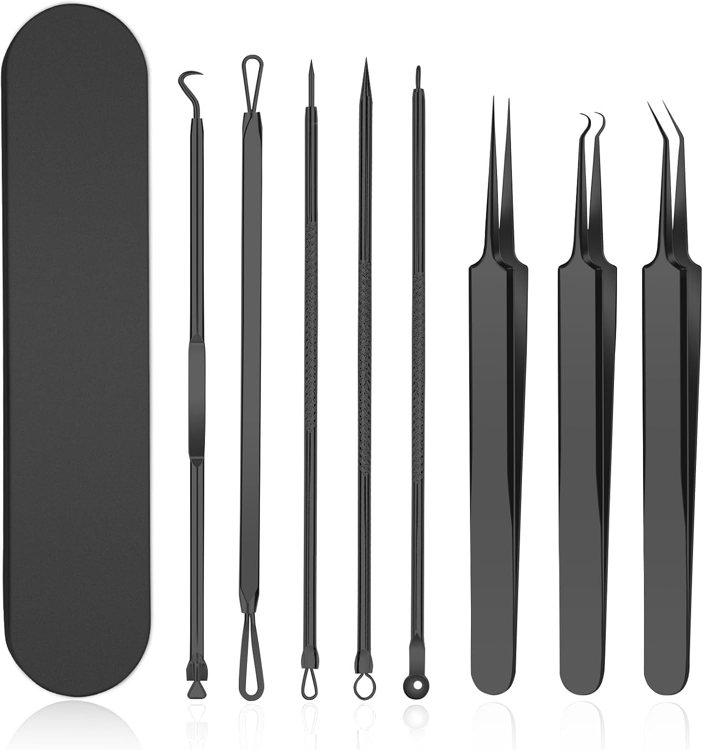 Removedor de puntos negros, 8 piezas de acero inoxidable, kit de herramientas de eliminación de manchas de puntos blancos, extractor de comedones