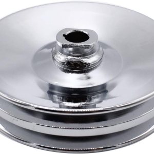 1 juego de polea de bomba de dirección asistida SHLPDFM Chrome Saginaw con correa en V de doble ranura de 58 pulgadas, eje de llave para SBC BBC 1 juego de polea de bomba de dirección asistida SHLPDFM Chrome Saginaw con correa en V de doble ranura de 58 pulgadas, eje de llave para SBC BBC