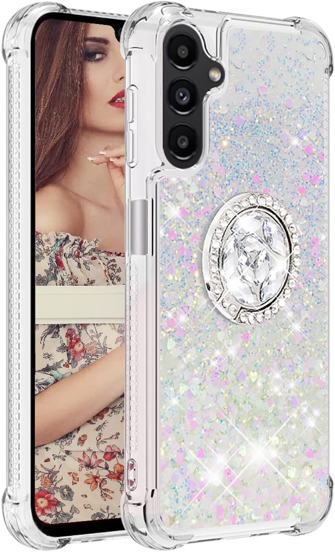 CCSmall Funda transparente brillante con purpurina para Samsung Galaxy A14 5G para mujeres y niñas, funda de arena movediza líquida fluida con