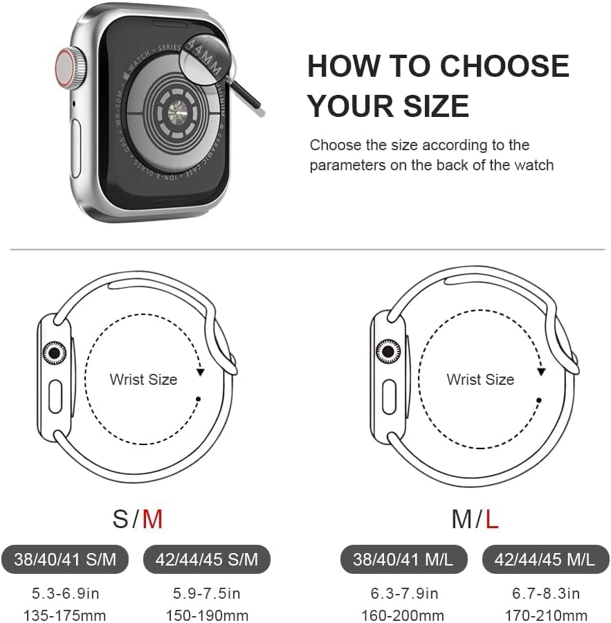 Correa de silicona deportiva y funda con protector de pantalla para Apple Watch Series 9, Series 8, Series 7, Series 6, SE, Series 5, Series 4