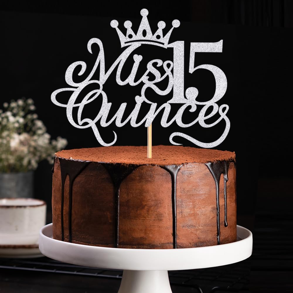 Mis Quince 15 Cake Topper-Happy 15th Birthday Decorations-Hello 15-Cheers to 15 Years