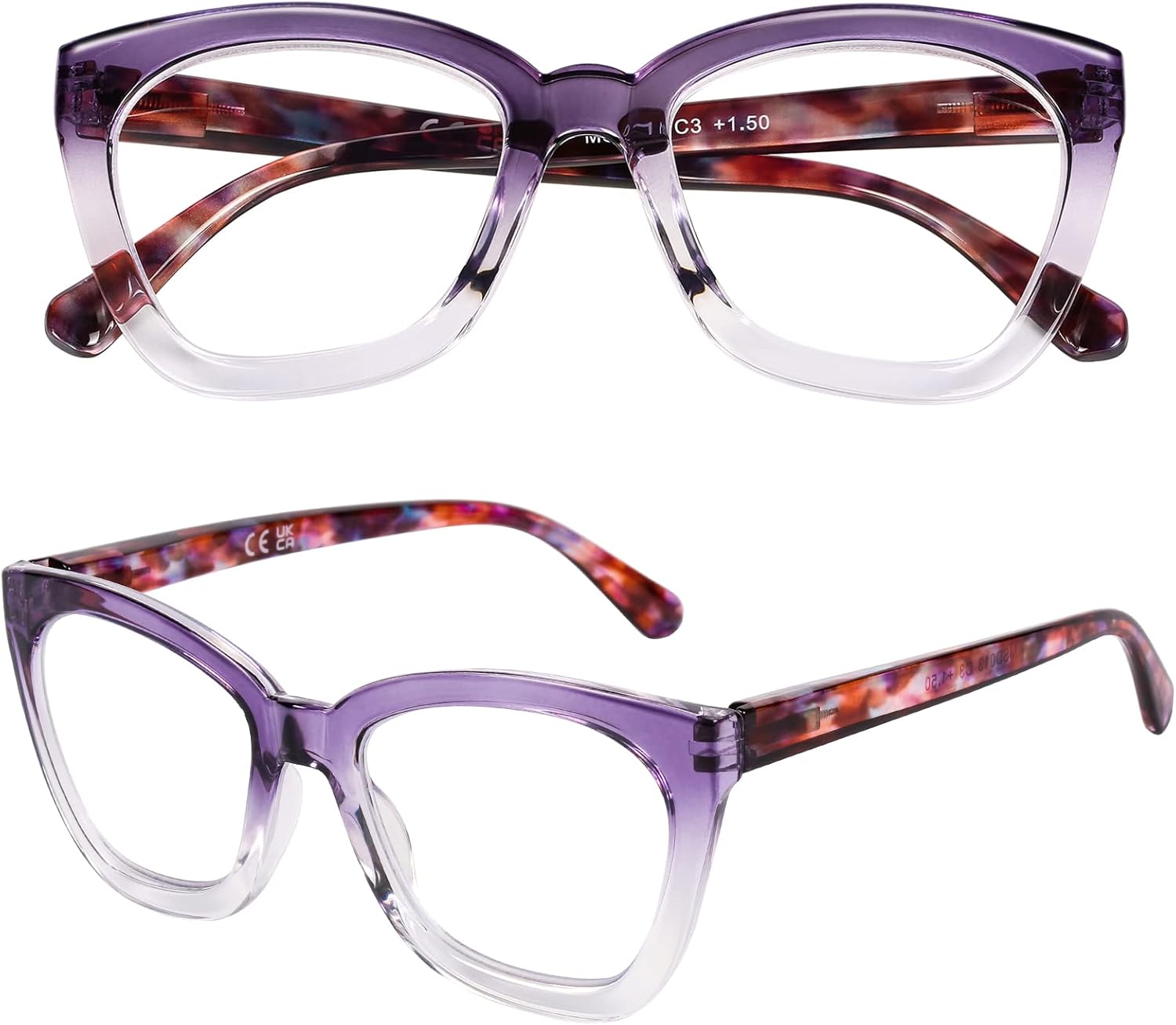 AQWANO Gafas de lectura de ojo de gato de gran tamaño para mujer, bloqueo de luz azul, filtro de rayos UVdeslumbramiento, lectores de computadora de