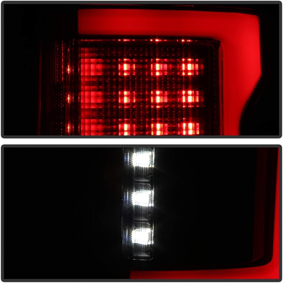 ACANII – Para Ford F150 2015 2016 2017 con sensor de punto ciego negro ahumado completo LED tubo de luz trasera luces traseras par