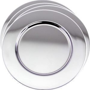 Paquete de 4 bandejas redondas cromadas plateadas de 12 pulgadas para servir con espejo, simple y elegante, para fiesta, cumpleaños, bufé, Paquete de 4 bandejas redondas cromadas plateadas de 12 pulgadas para servir con espejo, simple y elegante, para fiesta, cumpleaños, bufé,