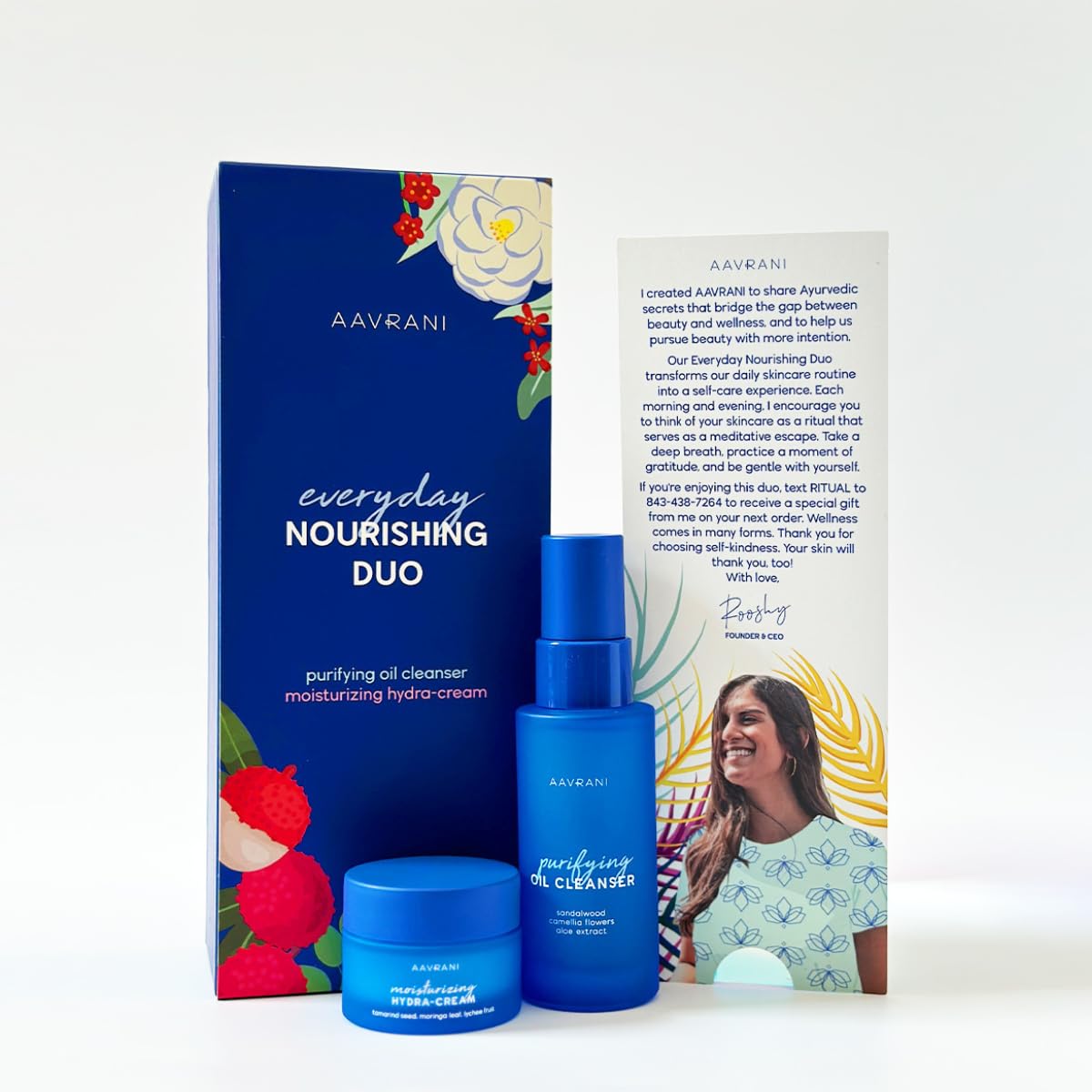 AAVRANI Everday Nourishing Duo – Limpiador de aceite purificador de 1 oz híbrido limpiador diario removedor de maquillaje e hidratación hidratante,
