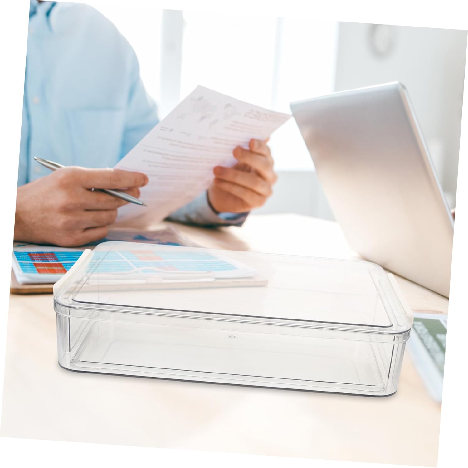 MAGICLULU Caja de plástico Contenedores de almacenamiento de fotos Contenedores de documentos para organizar documentos, organizador de documentos,