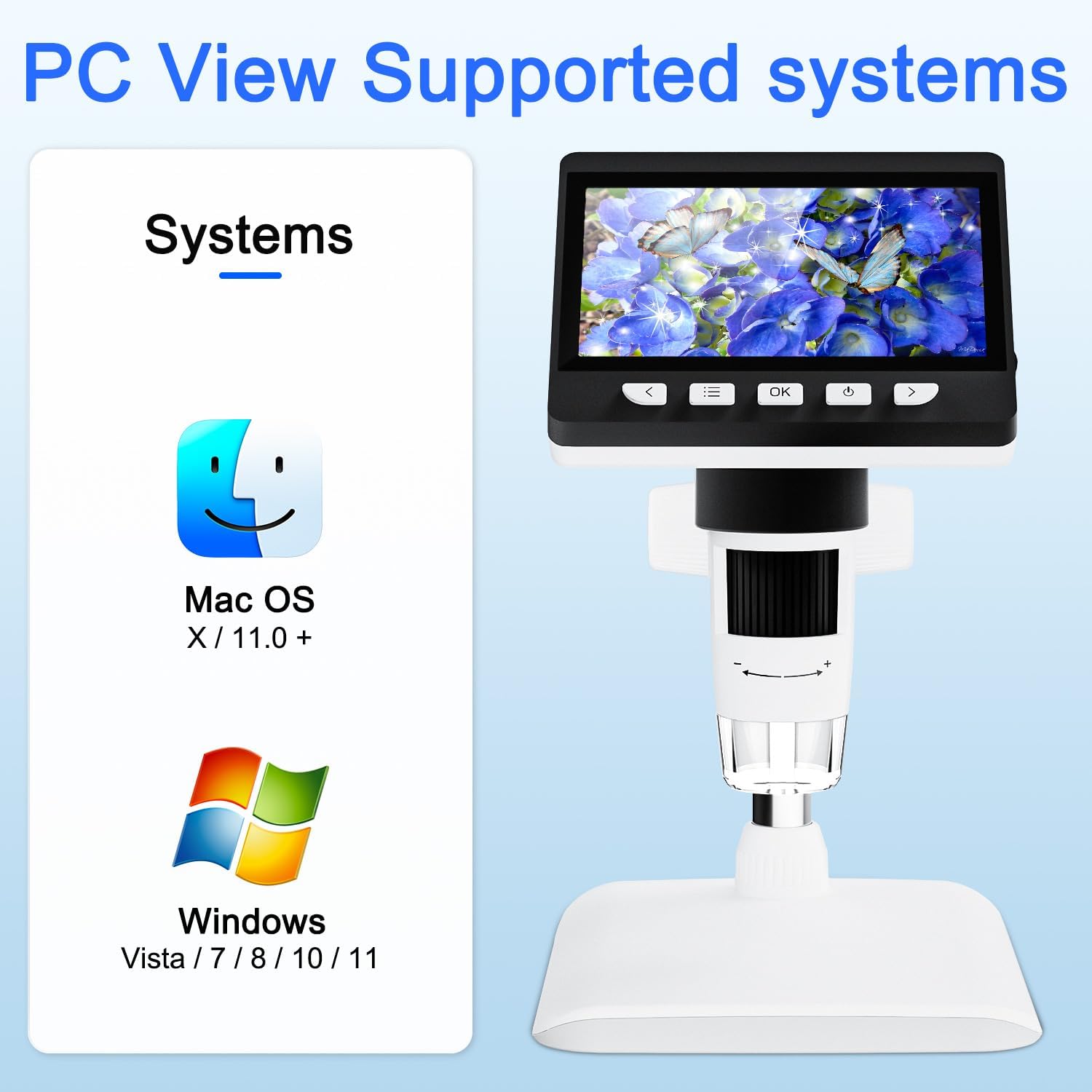 CIMELR Microscopio digital LCD, microscopio para niños, microscopio USB portátil, cámara de microscopio de monedas de aumento 50X-1000X para