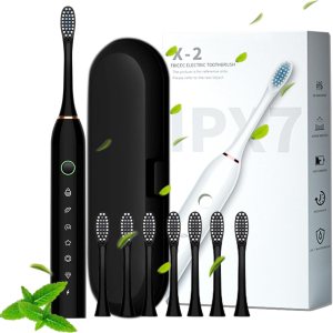 Cepillo de dientes eléctrico para adultos, cepillo de dientes eléctrico con 8 cabezales de cepillo y caja de cepillo de dientes, 6 modos de Cepillo de dientes eléctrico para adultos, cepillo de dientes eléctrico con 8 cabezales de cepillo y caja de cepillo de dientes, 6 modos de
