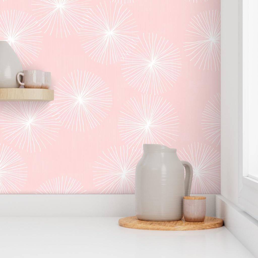 Spoonflower Papel tapiz autoadhesivo de 3 x 2 pies  Dandelions Mid Century Midcentury Modern Circle Snowflake Redondo Minimalista Mod Geo Light