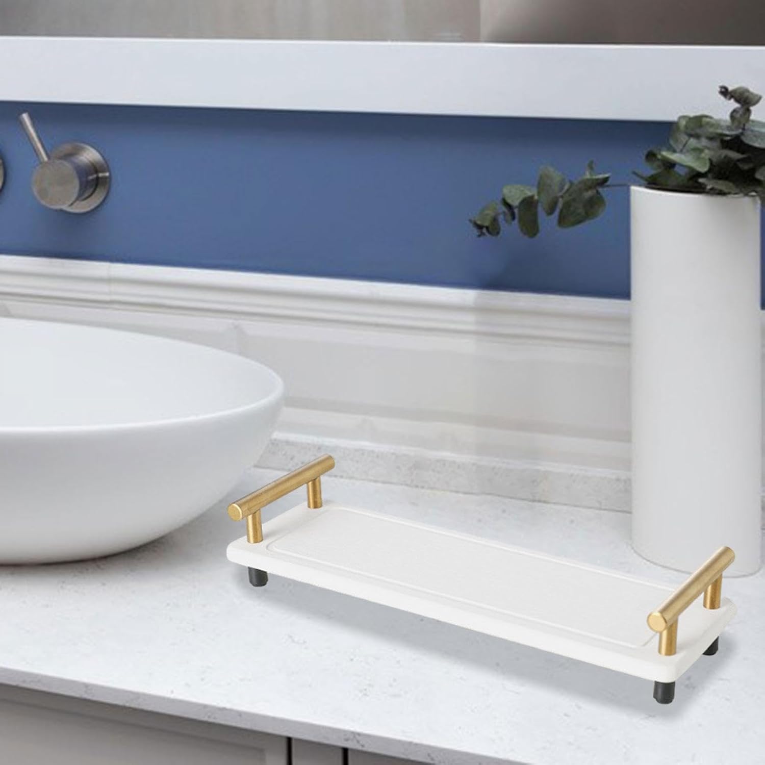 MagiDeal Organizador de fregadero de baño de secado instantáneo, bandeja de mostrador, soporte dispensador de jabón de esponja, almacenamiento