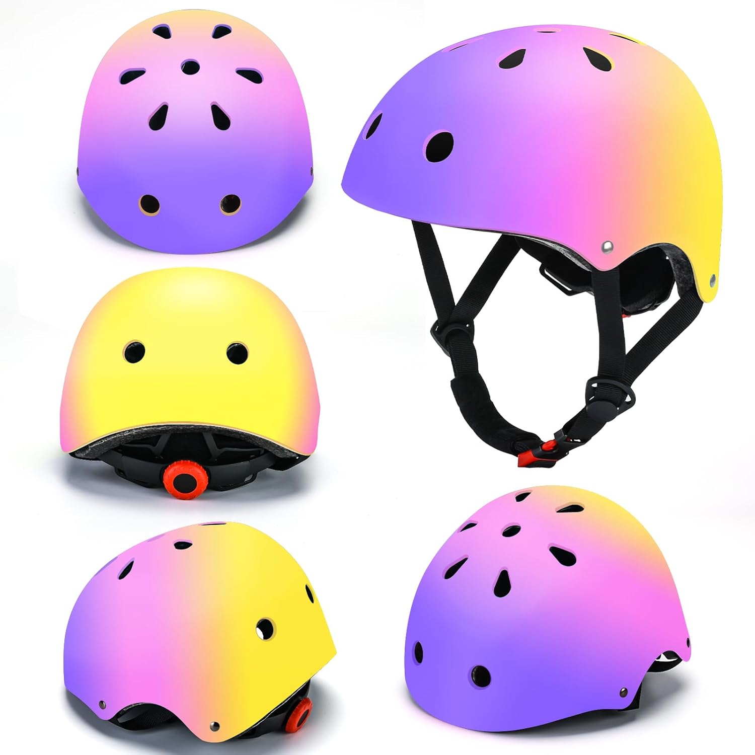 Wemfg Casco ajustable con degradado de color, para niños y niñas, casco de bicicleta para múltiples deportes, ciclismo, patinaje, bicicleta,
