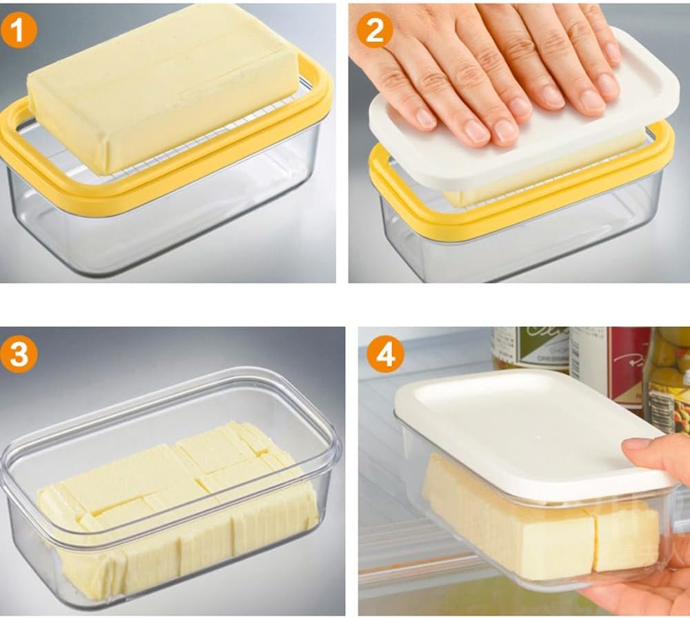 Cortador de mantequilla de acero inoxidable, cortador de mantequilla, cortador de mantequilla para refrigerador, fácil de cortar dos palitos de 4