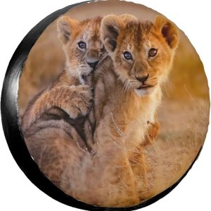 Cubierta de neumático de repuesto para dos leones, protectores de rueda resistentes a la intemperie y al polvo, ajuste universal para caravana, Cubierta de neumático de repuesto para dos leones, protectores de rueda resistentes a la intemperie y al polvo, ajuste universal para caravana,