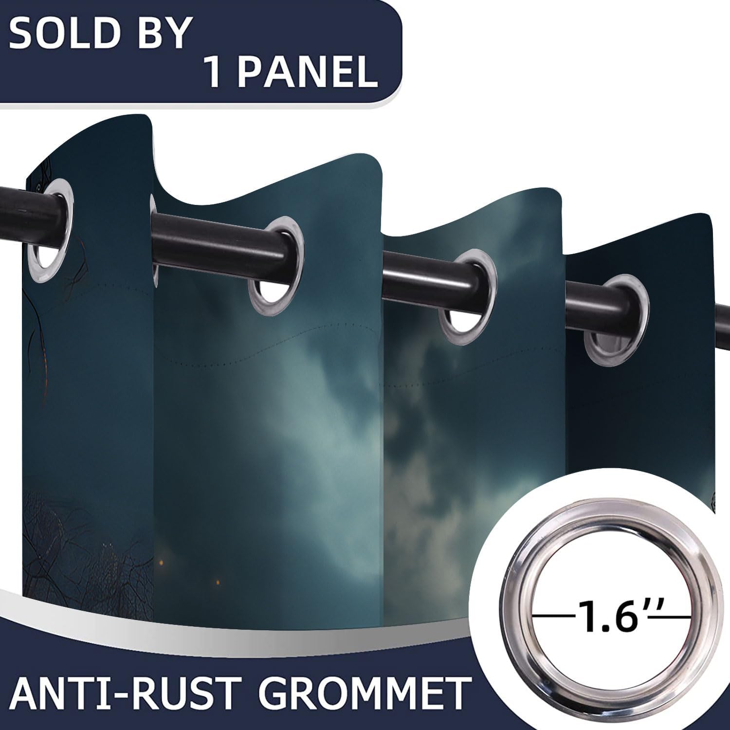 Cortinas de puerta de calavera espeluznante para puertas, cortina opaca de cementerio de fiesta embrujada de Halloween aterradora para armario de