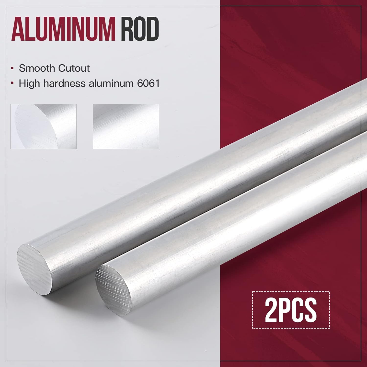 Varilla redonda de aluminio 6061 de 1-12 pulgadas de largo sólido T6511 de 13 pulgadas de largo, extruido, 1.5 pulgadas de diámetro y 13 pulgadas de