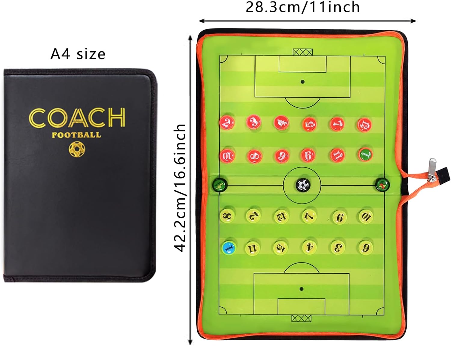 Tabla magnética de entrenamiento de fútbol, bolsa con cremallera, tabla de tácticas de fútbol, tablero de entrenamiento de juego de borrado en seco,