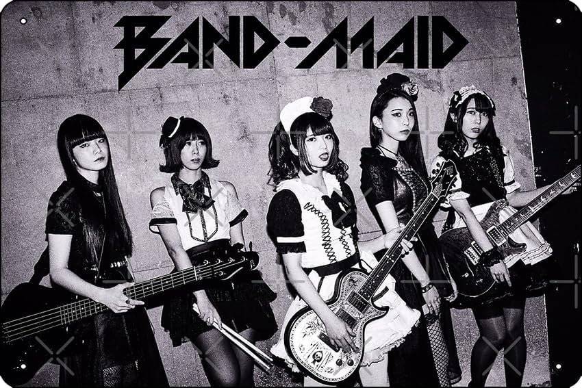 Cartel de metal Band Maid de 12 x 8 pulgadas divertido hombre cueva hogar oficina bar decoración