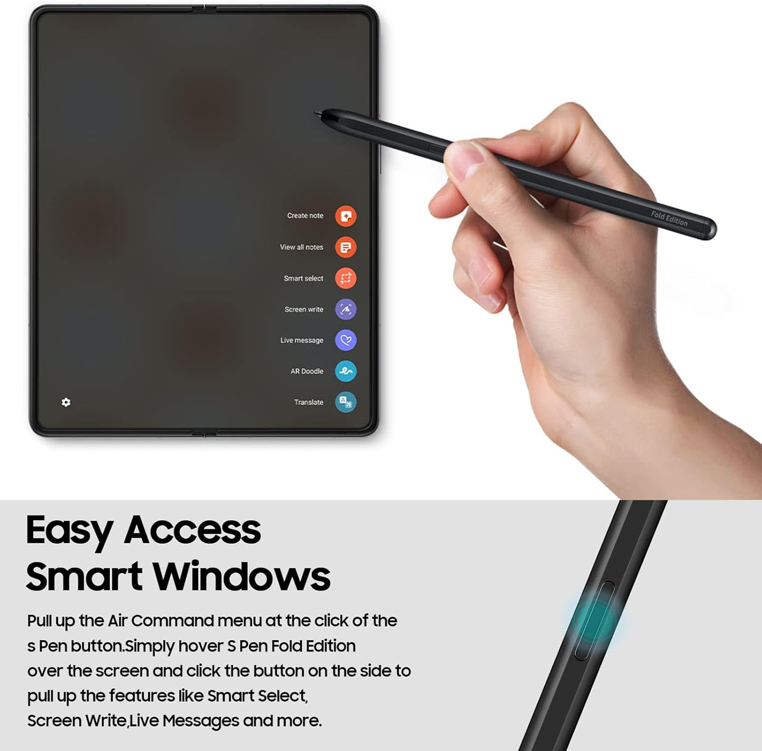 Vizvera Para Galaxy Fold 5 y Fold4 S Pen Fold 45 Stylus Edition, Z Fold 45 Stylus Reemplazo Compatible Galaxy Z Fold 45 Teléfono solamente, versión