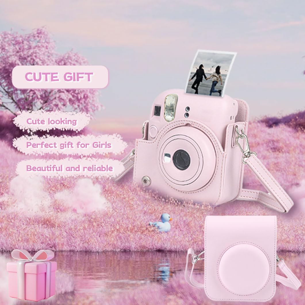 Gugxiom Funda para cámara Fuji Cheki Film Mini 12, funda Cheki de piel sintética con correa para el hombro, funda de película Cheki Mini 12 Cheki,
