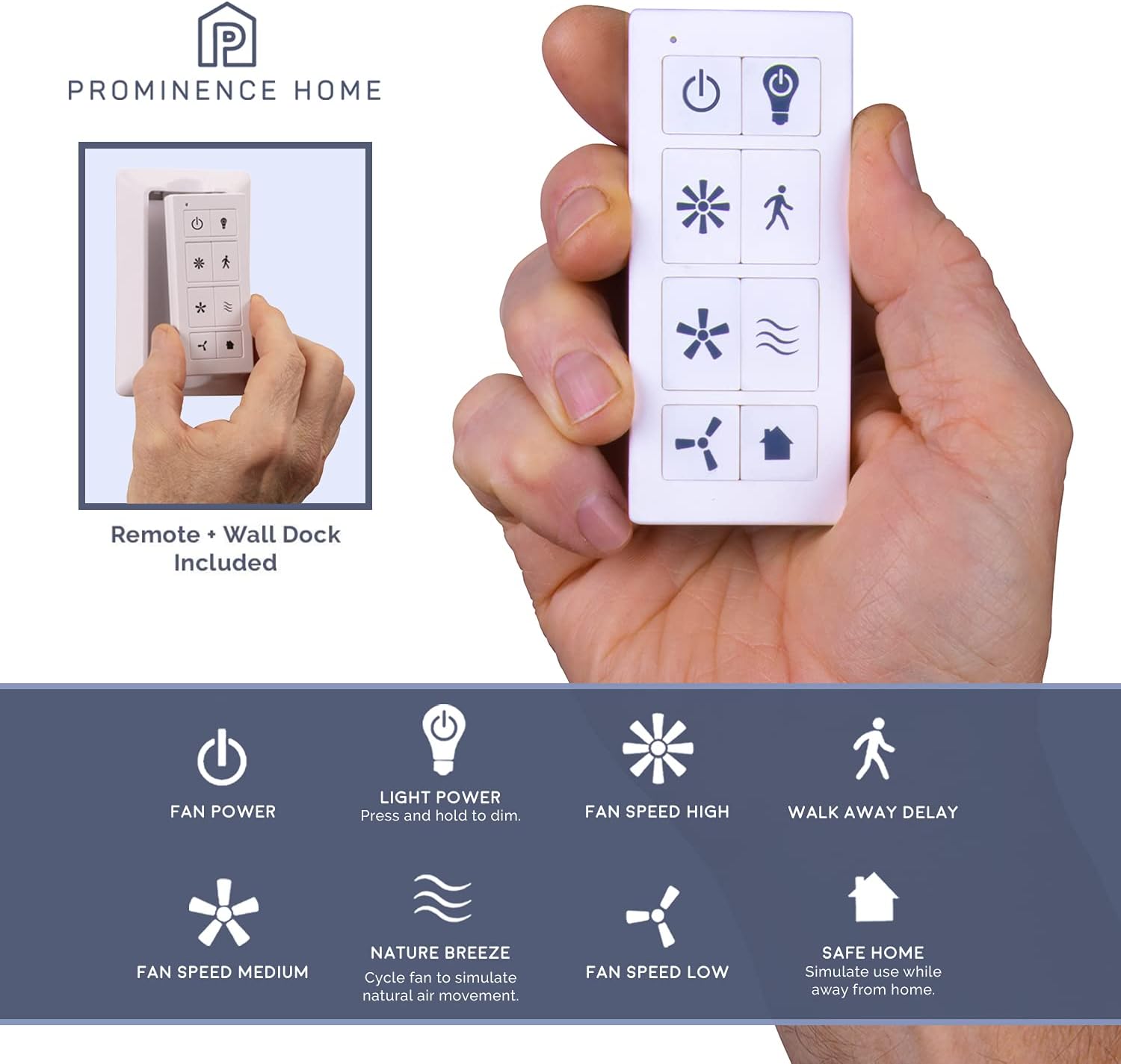 Prominence Home Maxon – Ventilador de techo para interiores de 52 pulgadas con luz LED, control remoto, 3 aspas modernas de alto rendimiento, flujo