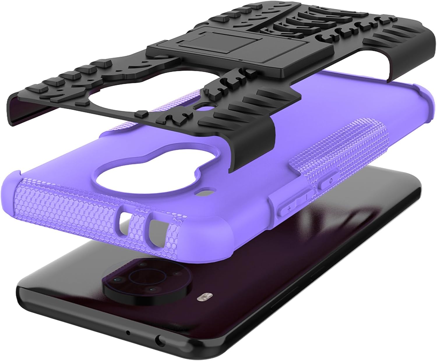 Asuwish Funda de teléfono para Nokia 5.4 TA1333 con protector de pantalla de vidrio templado y soporte delgado, híbrida, resistente, funda